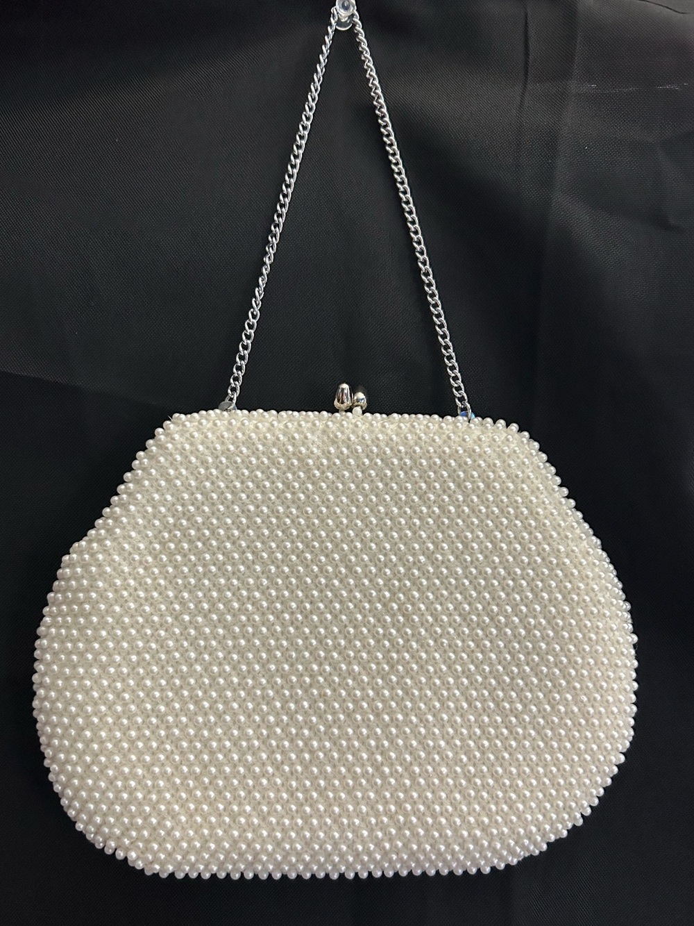 Elegant Pearl Beaded Evening Clutch Bag in White
